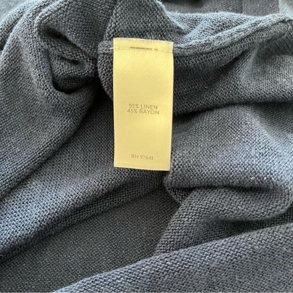 J Jill Linen Blend Blue V-neck Womens Large Knit 3/4 Sleeve Tunic - Picture 6 of 6